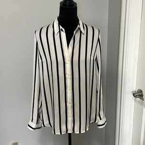 Express Portofino Black and White Striped Shirt Size M